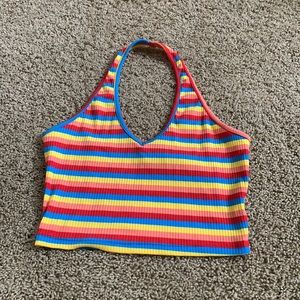 colorful halter crop top size small